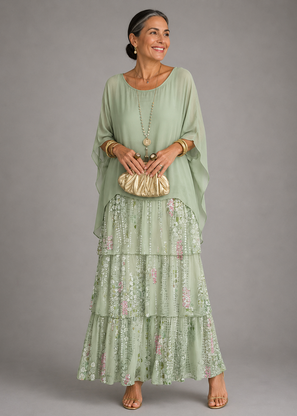 Valentina - Elegante vestido maxi de capas