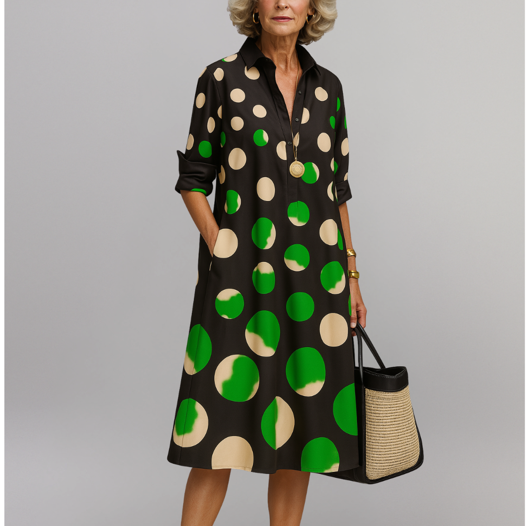 Valeria | Vestido midi con estampado de lunares