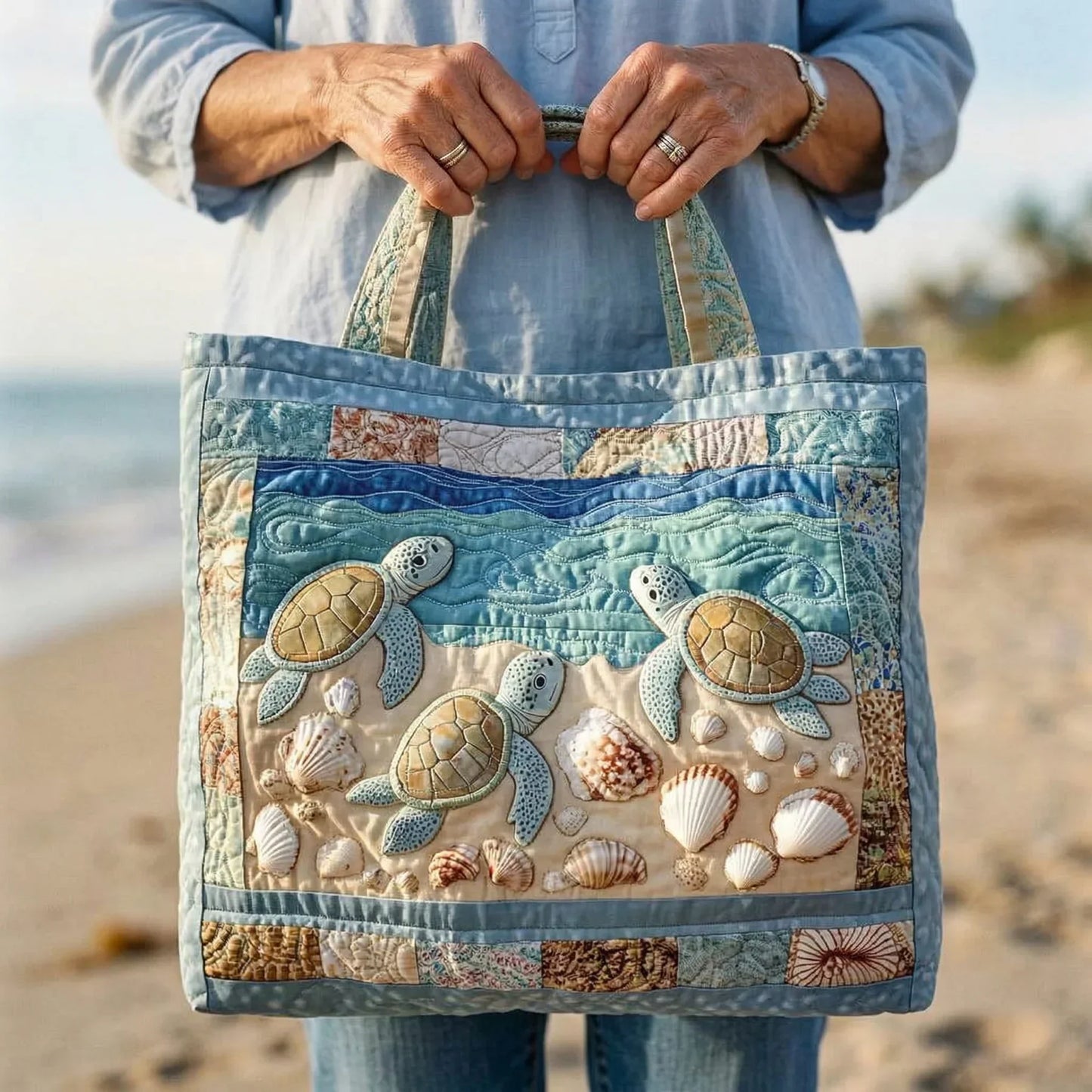 Bolsa Artesanal Acolchada - Tortugas Marinas