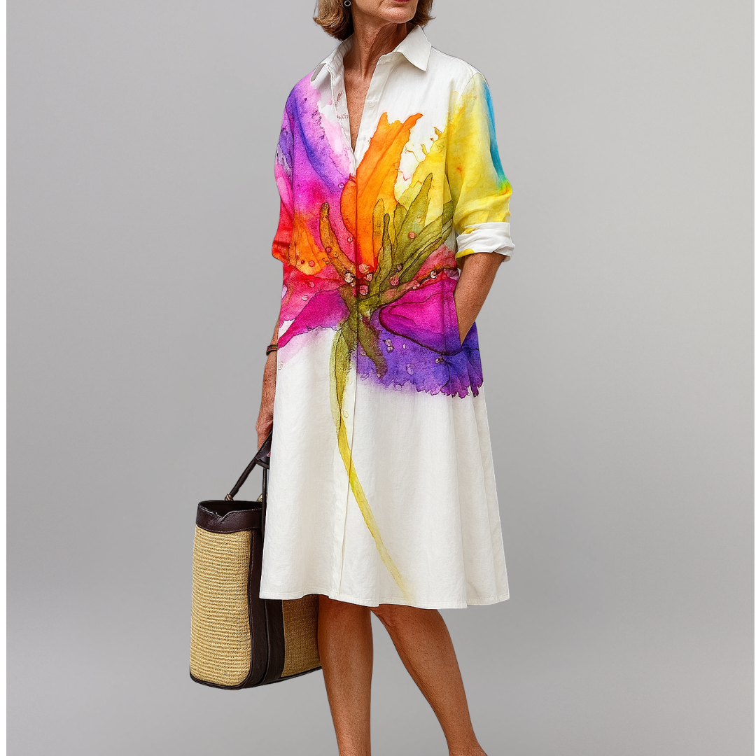 Catalina | Vestido midi con estampado artístico