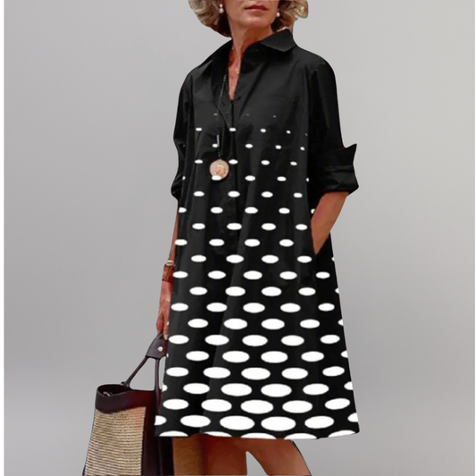 Sofía | Vestido midi de lunares elegante