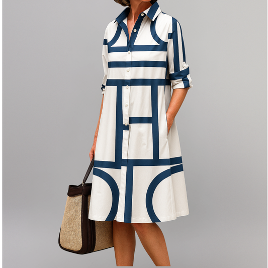 Marina | Vestido midi geométrico elegante