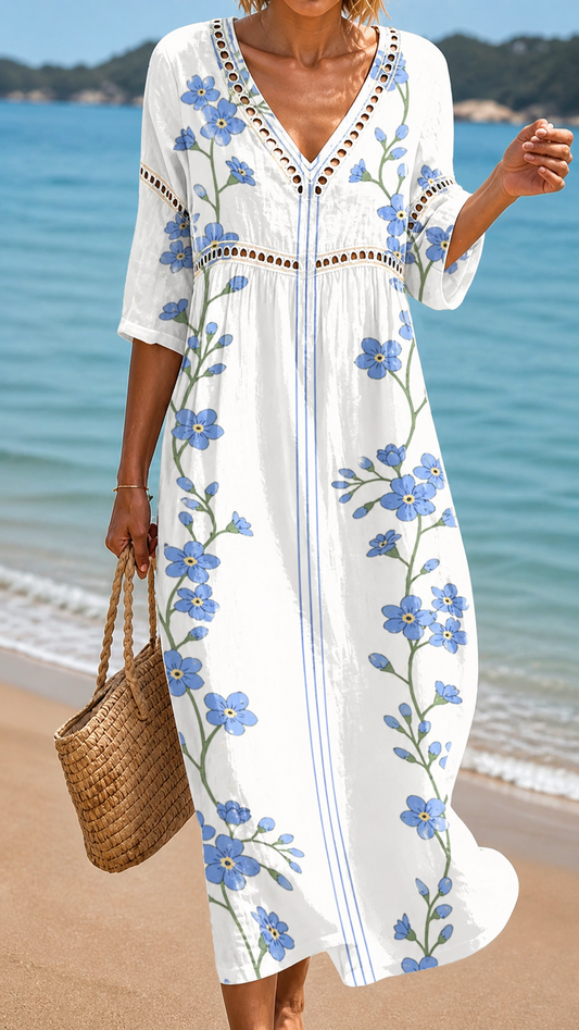 Soft Floral Midi Dress