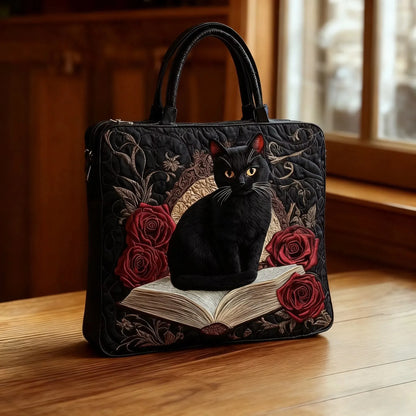 Bolsa Artisanal Acolchada - Gato Negro sobre Libros