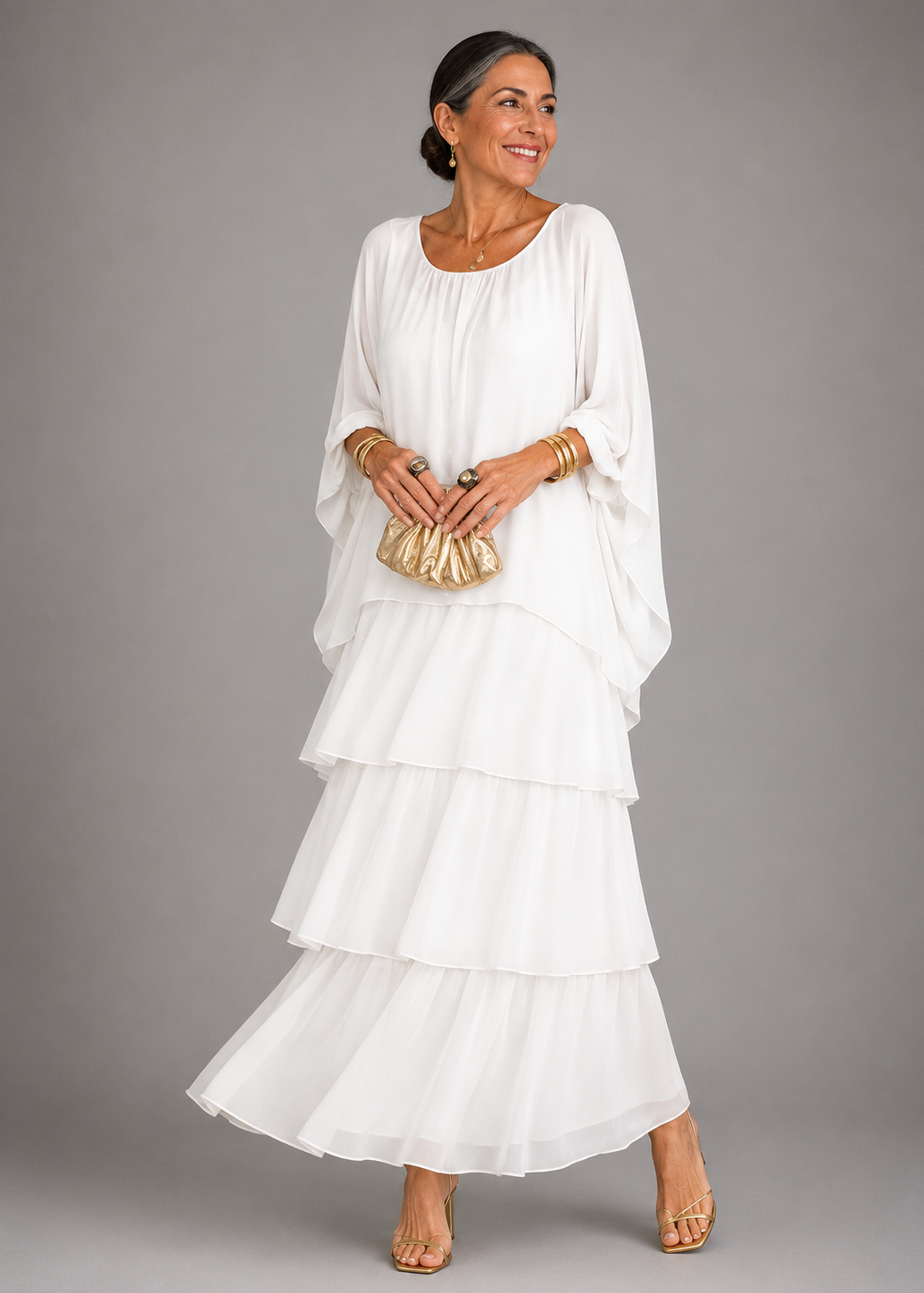 Valentina - Elegante vestido maxi de capas