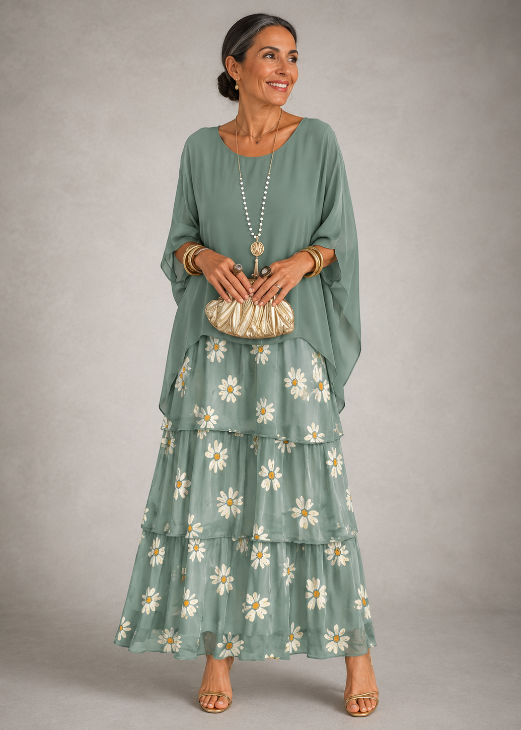 Valentina - Elegante vestido maxi de capas