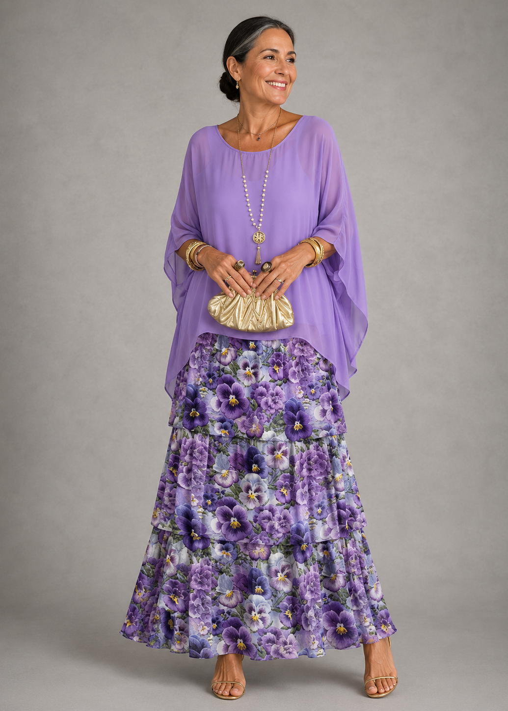Valentina - Elegante vestido maxi de capas