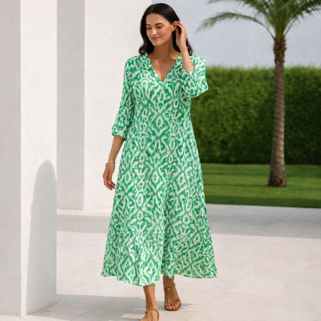 Lucía - Vestido midi favorecedor con estampado