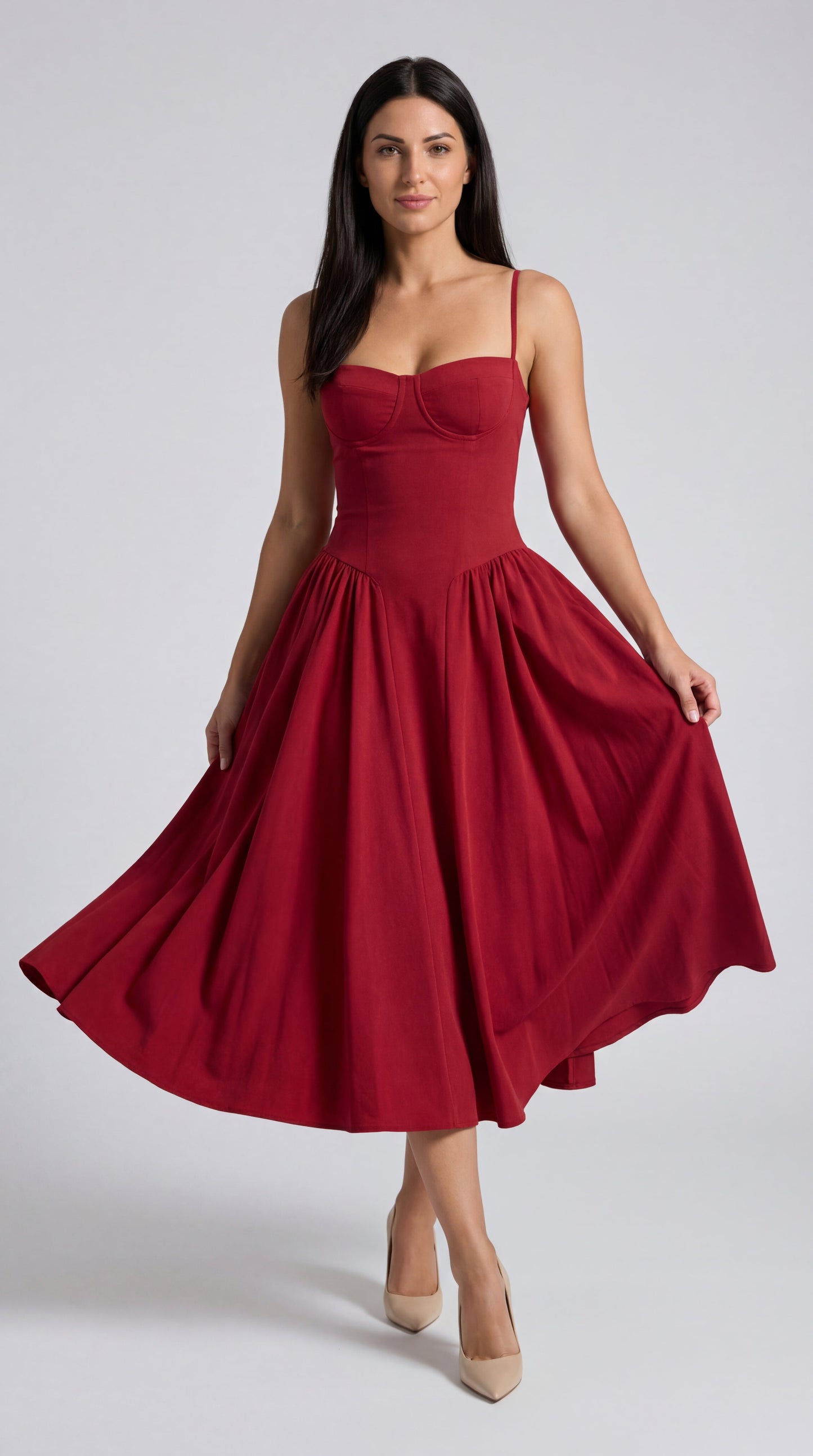 Vestido midi con corsé Odette