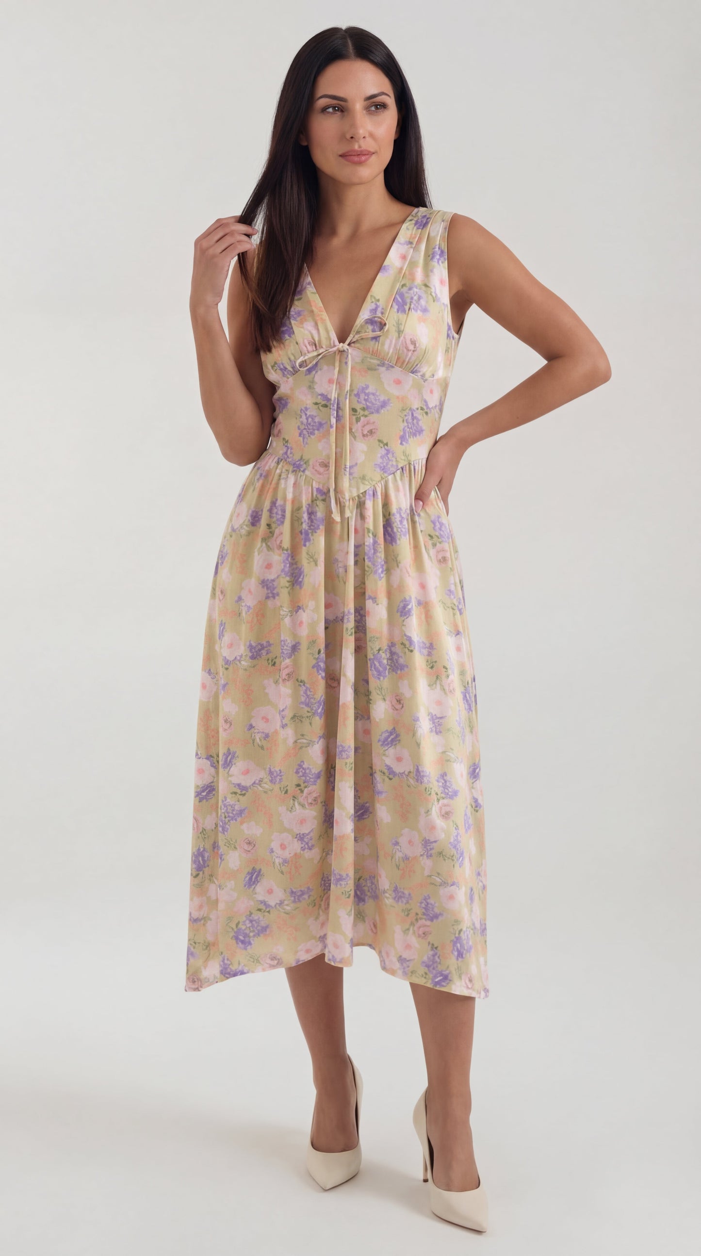 Vestido midi con escote en V Cassiopeia