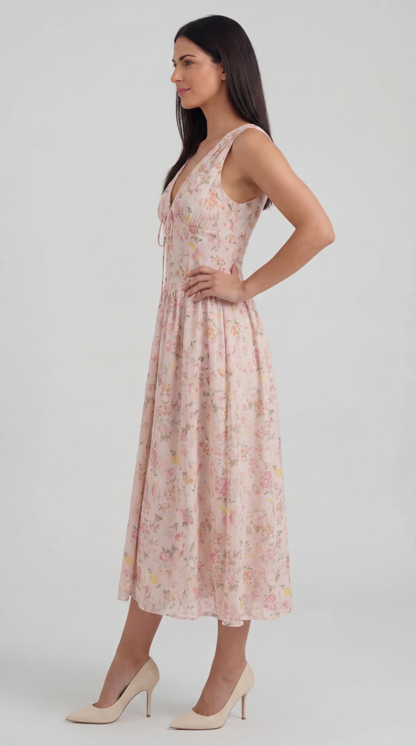 Vestido midi con escote en V Cassiopeia