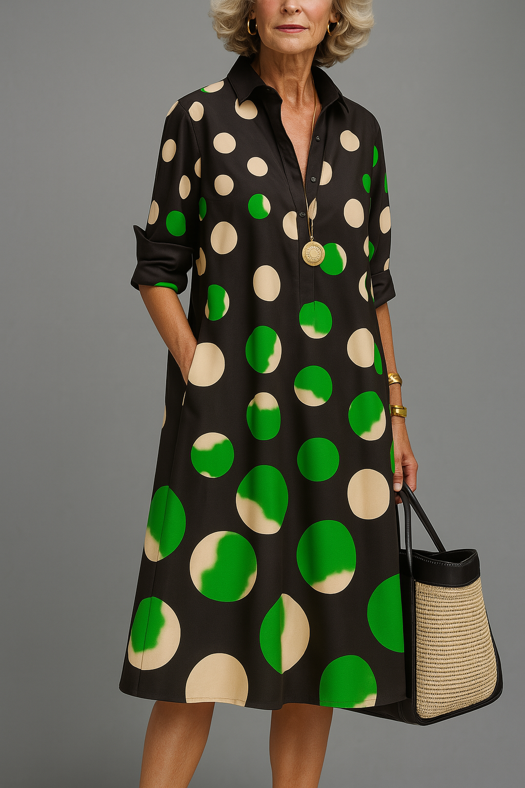 Valeria | Vestido midi con estampado de lunares