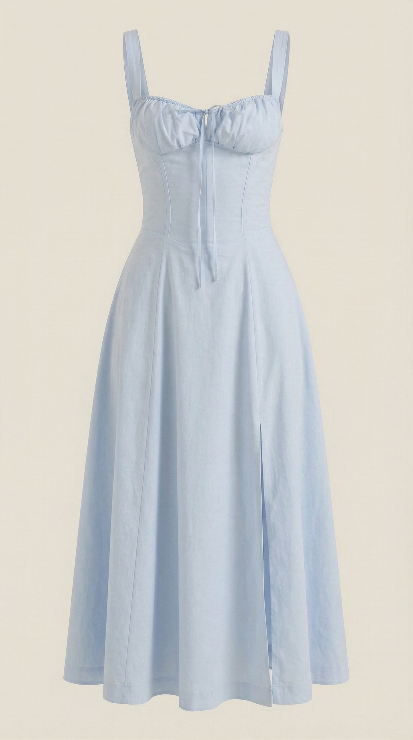 Vestido midi de color jade con cordones
